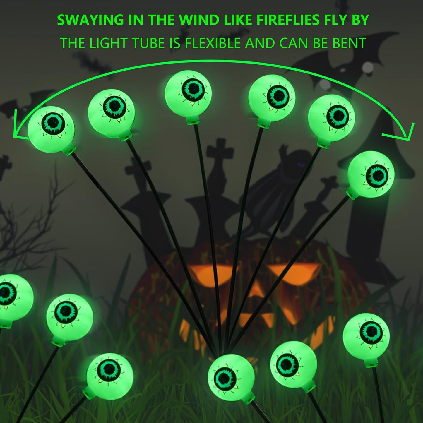 Solar Eyeball Swaying Firefly Lights - Halloween Decorations