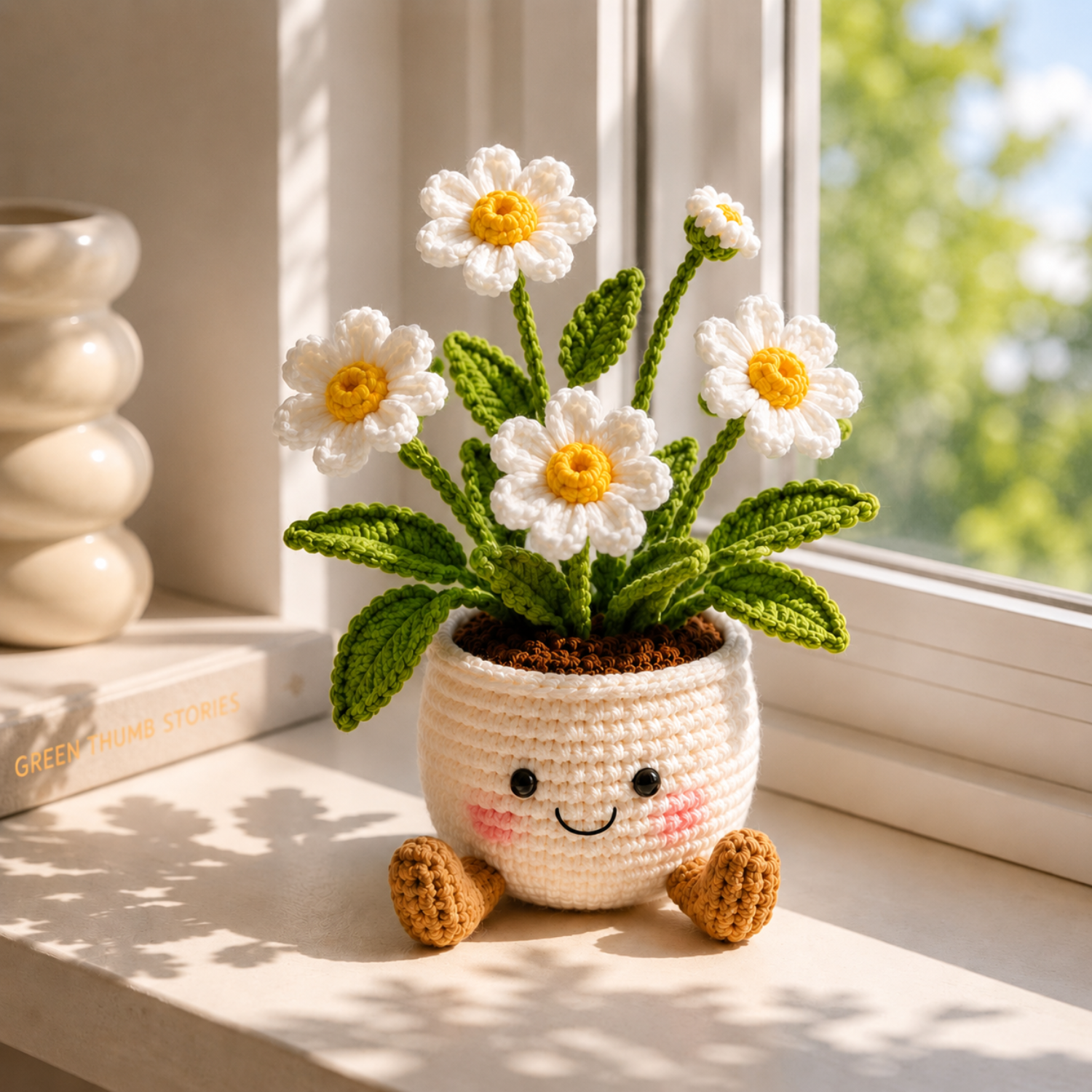 Crochet plant pot amigurumi desk decor style 10