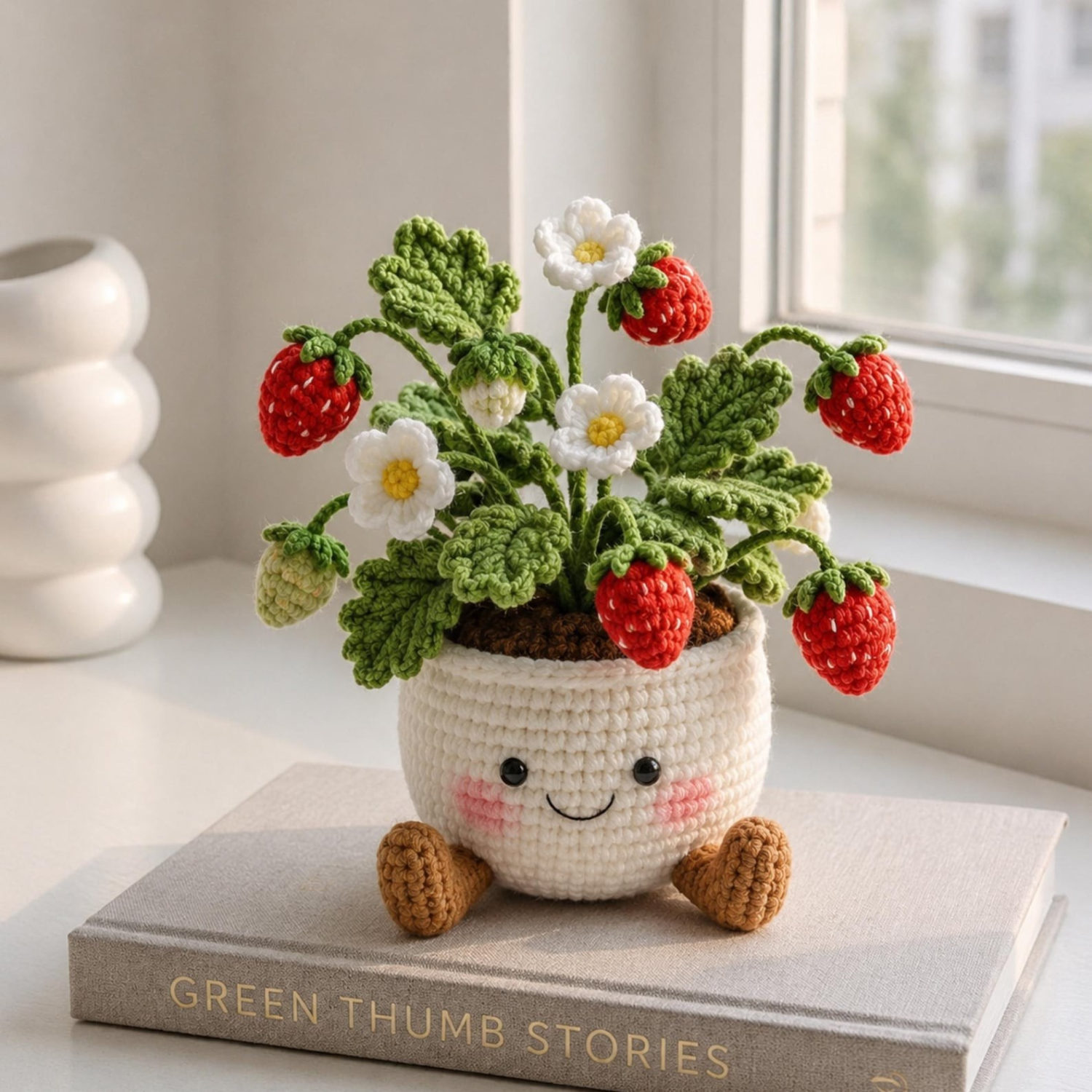 Crochet plant pot amigurumi desk decor style 3