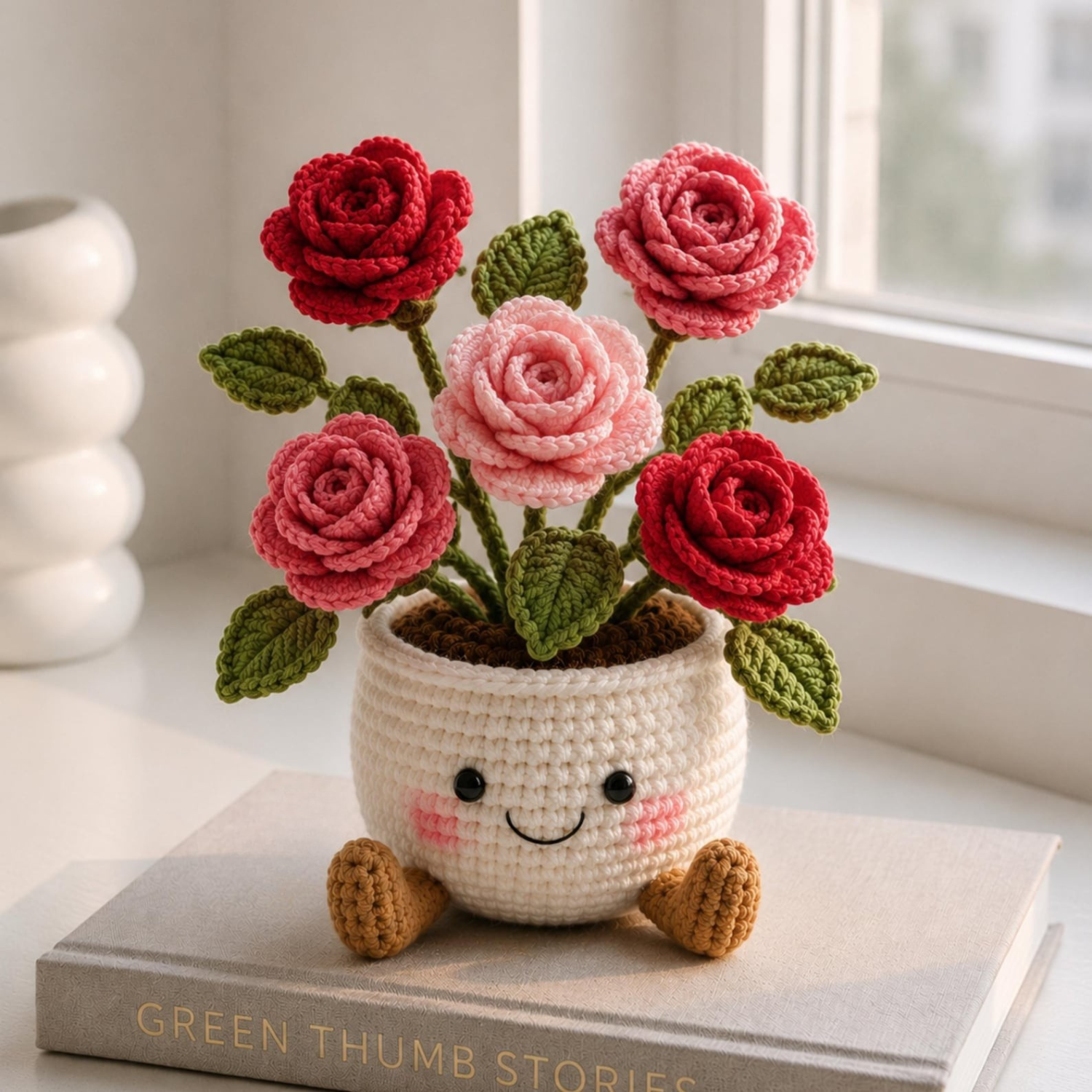 Crochet plant pot amigurumi desk decor style 6