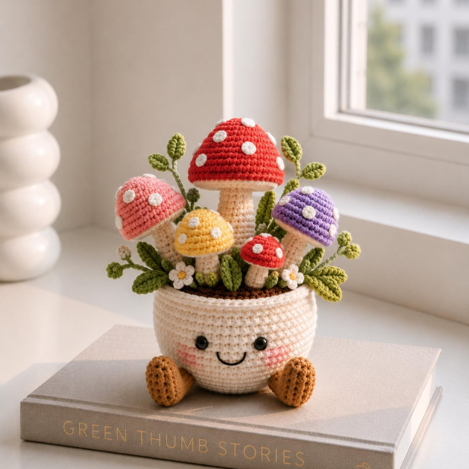 Crochet plant pot amigurumi desk decor style 2
