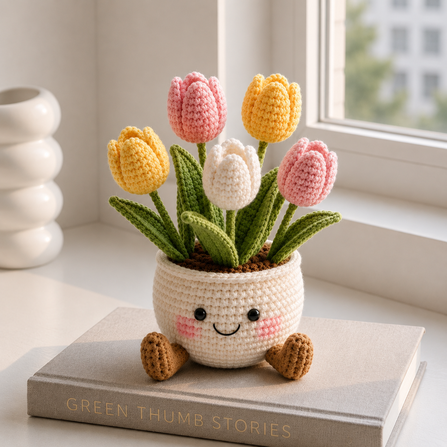 Crochet plant pot amigurumi desk decor style 5