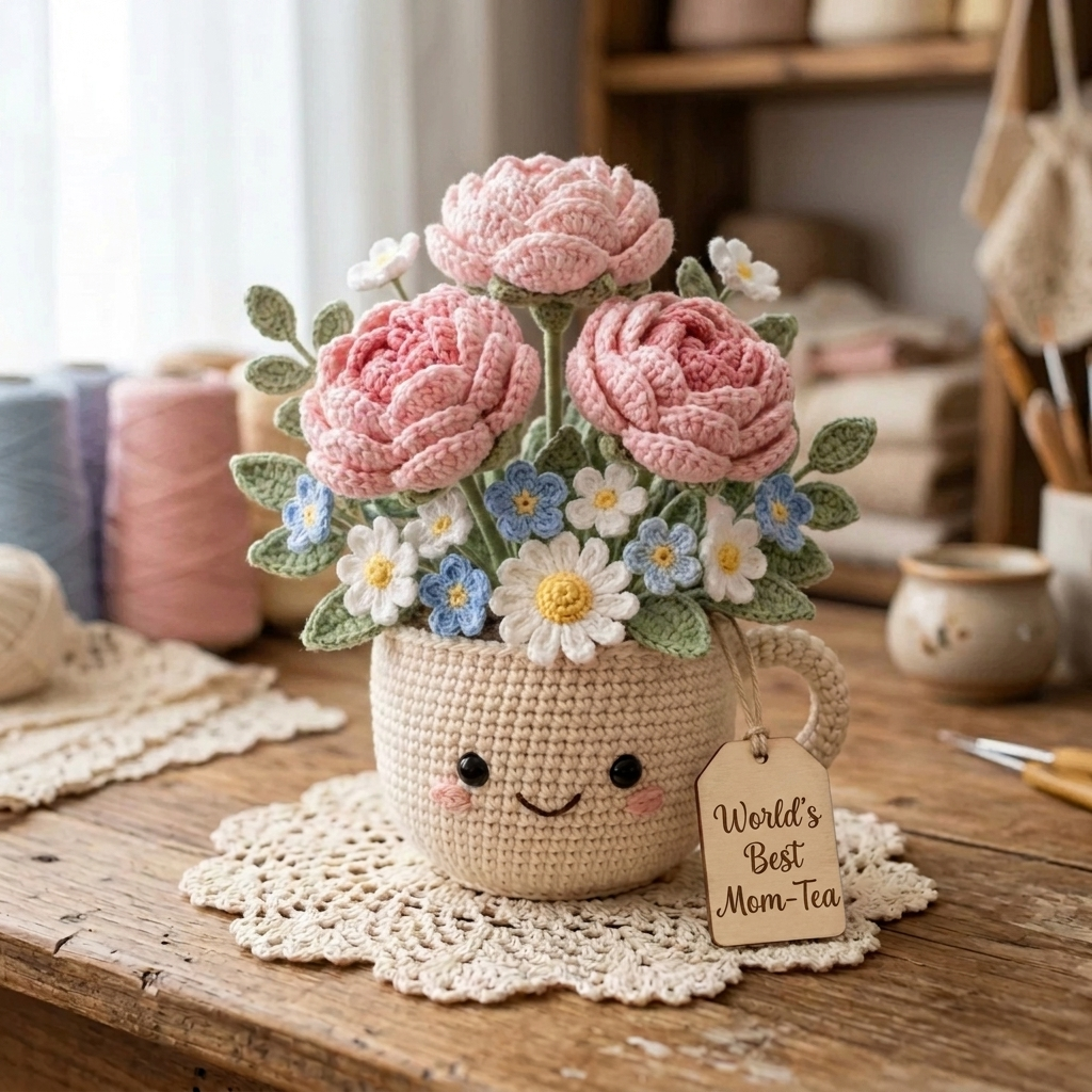 Smiley Mug Bouquet - Peony real product photo