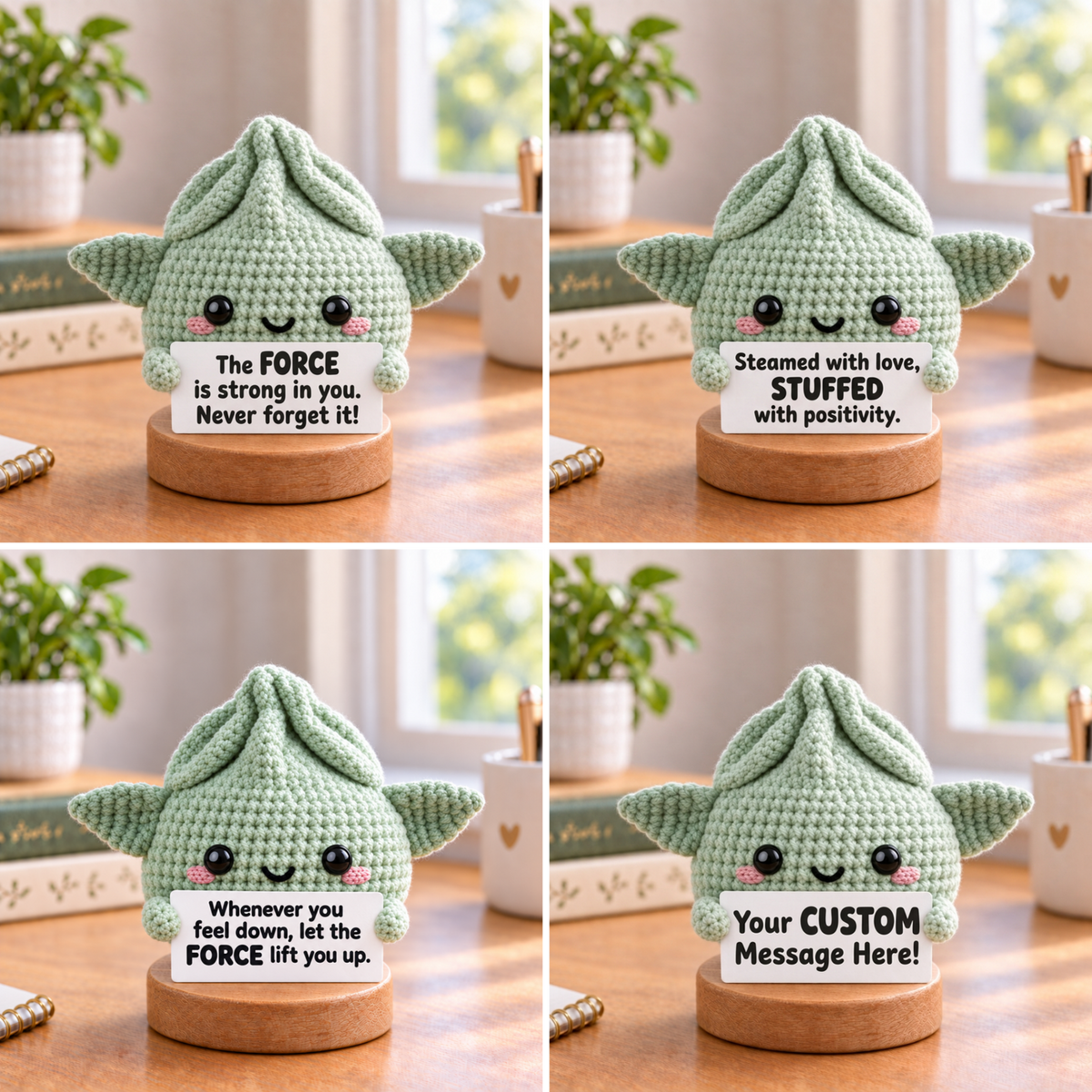 Positive Dumpling Baby Yoda Crochet Doll