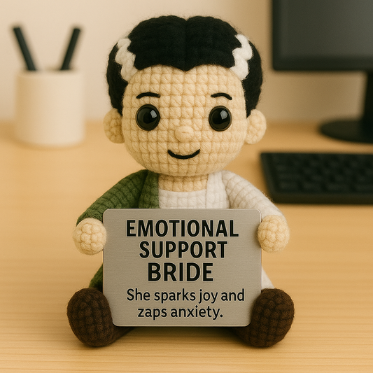 Emotional Support Bride Crochet Doll – Handmade Horror Plush Gift for Collectors