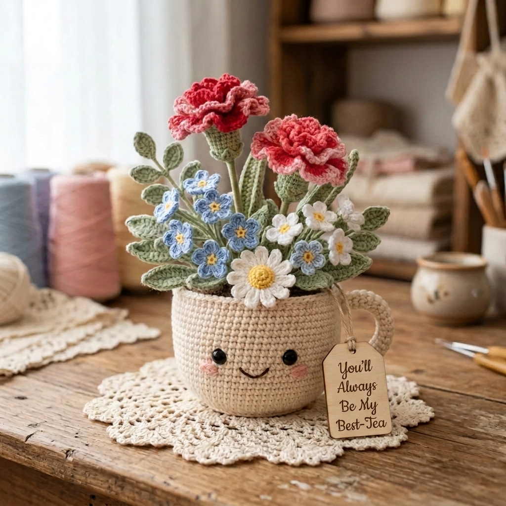 Smiley Mug Bouquet - Carnation real product photo