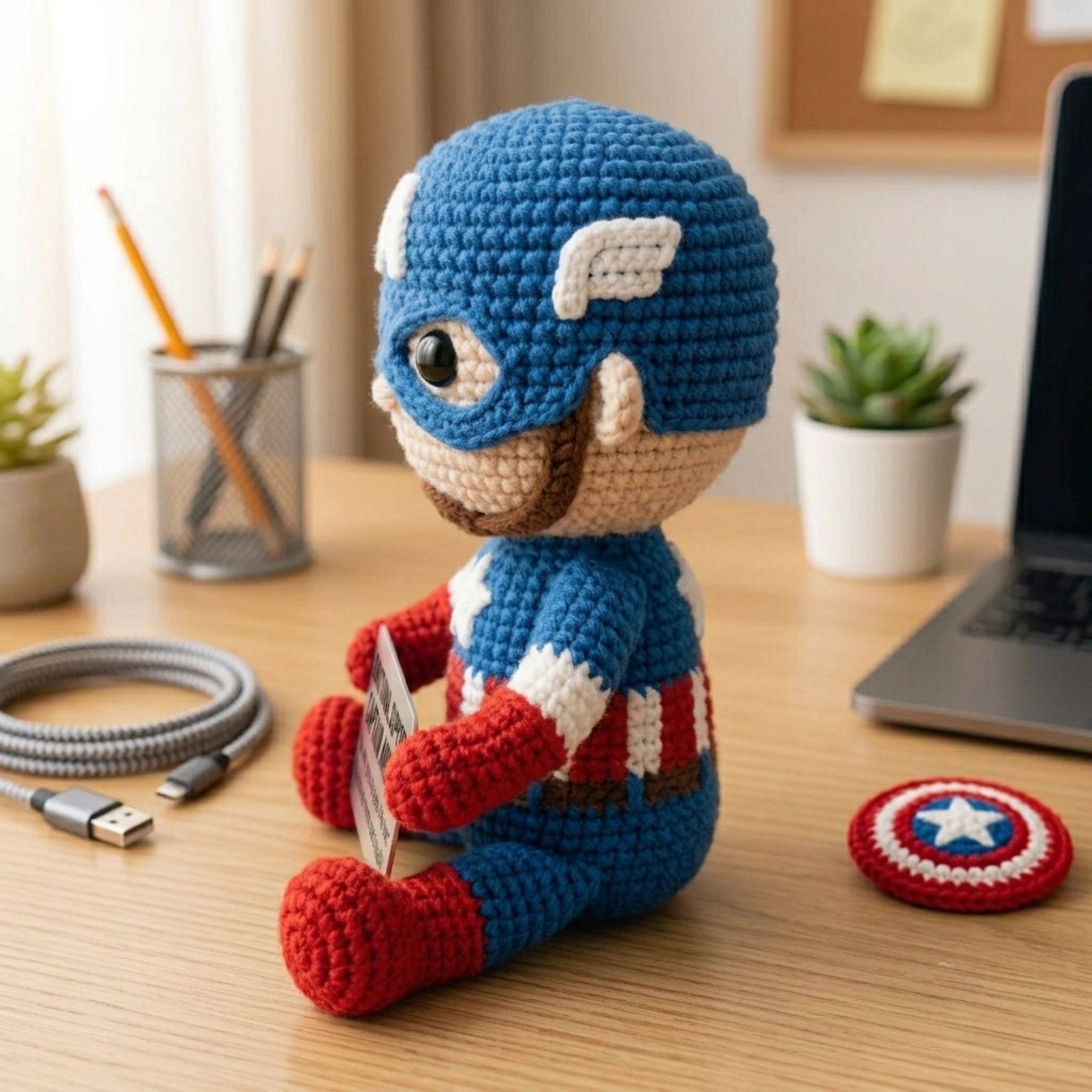 Emotional Support Captain America Crochet Doll