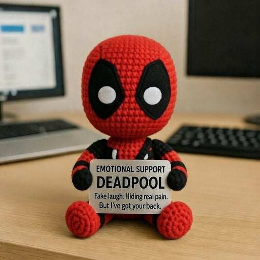 Emotional Support Deadpool Crochet Doll - Fake Laugh, Real Comfort