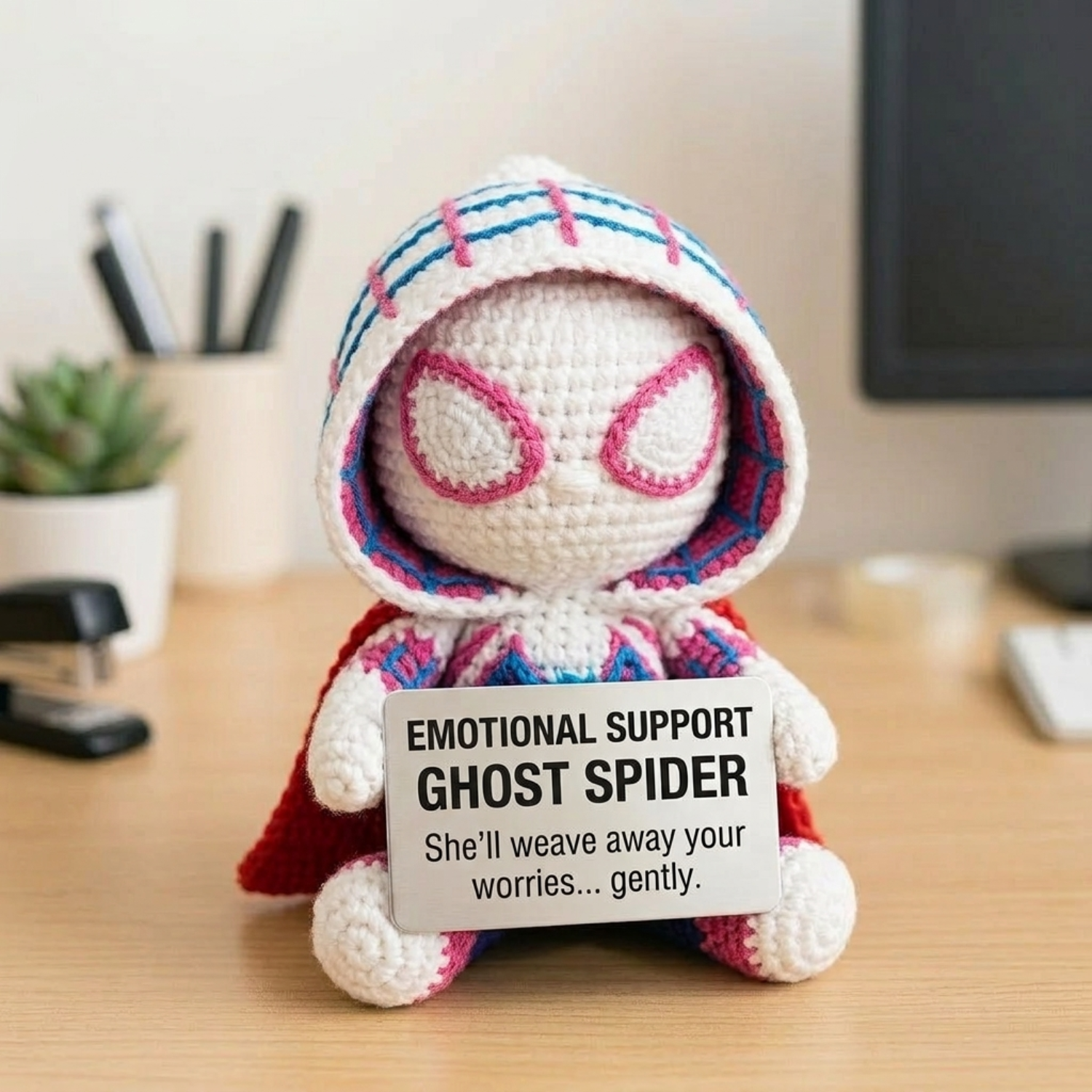 Emotional Support Ghost Spider Crochet Doll