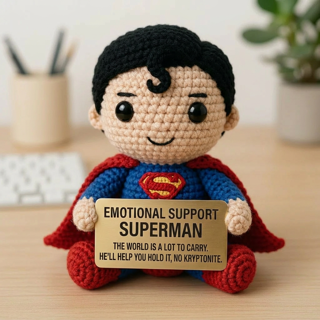 Emotional Support Superman Crochet Doll