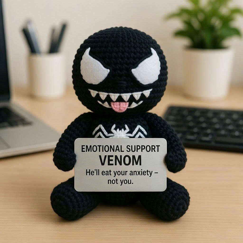 Emotional Support Venom Crochet Doll