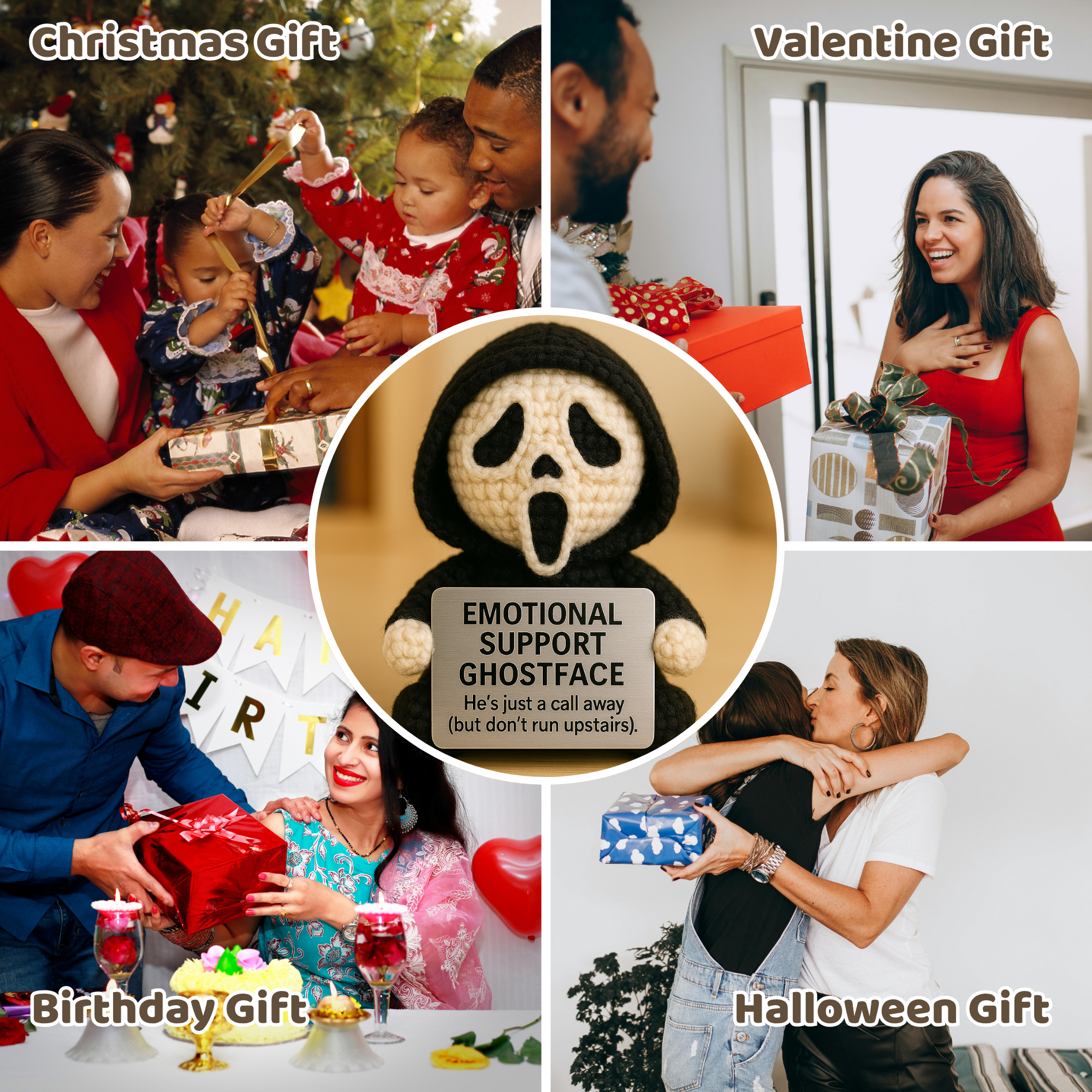 Emotional Support Ghostface Crochet Doll