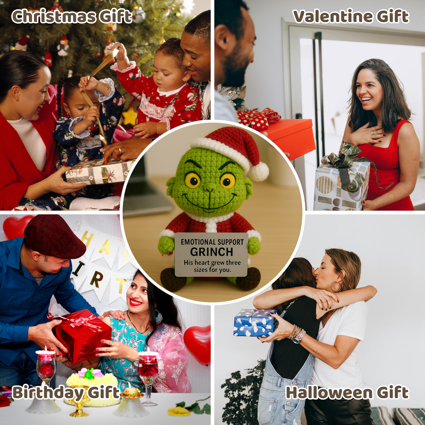 Emotional Support Grinch – Christmas Edition Plush Doll (Handmade Crochet Toy)