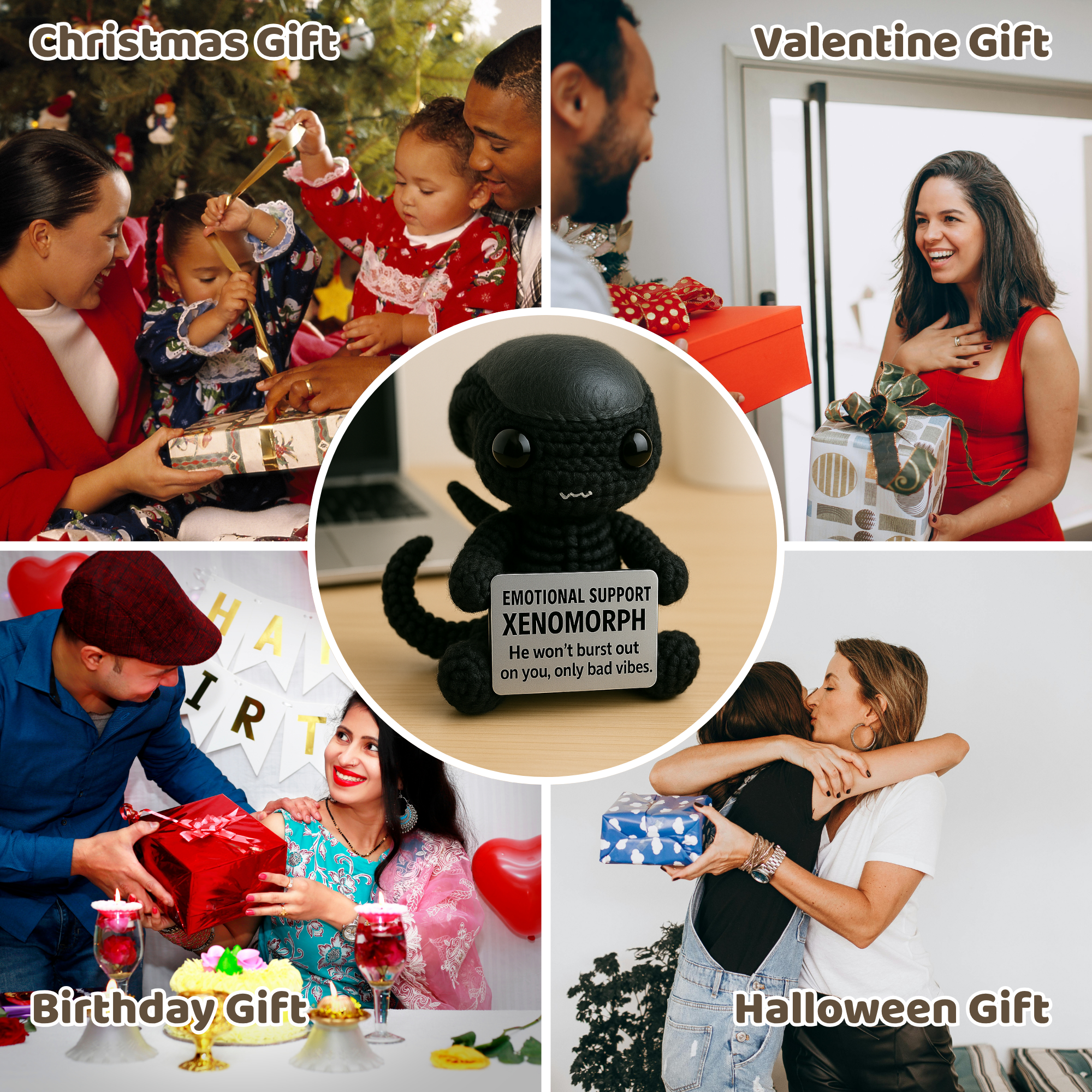 Emotional Support Xenomorph, Handmade Crochet Alien Plush Doll