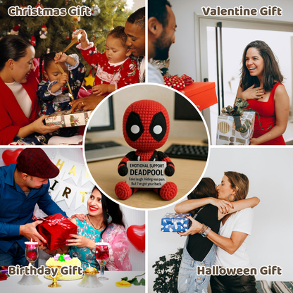 Emotional Support Deadpool Crochet Doll - Fake Laugh, Real Comfort