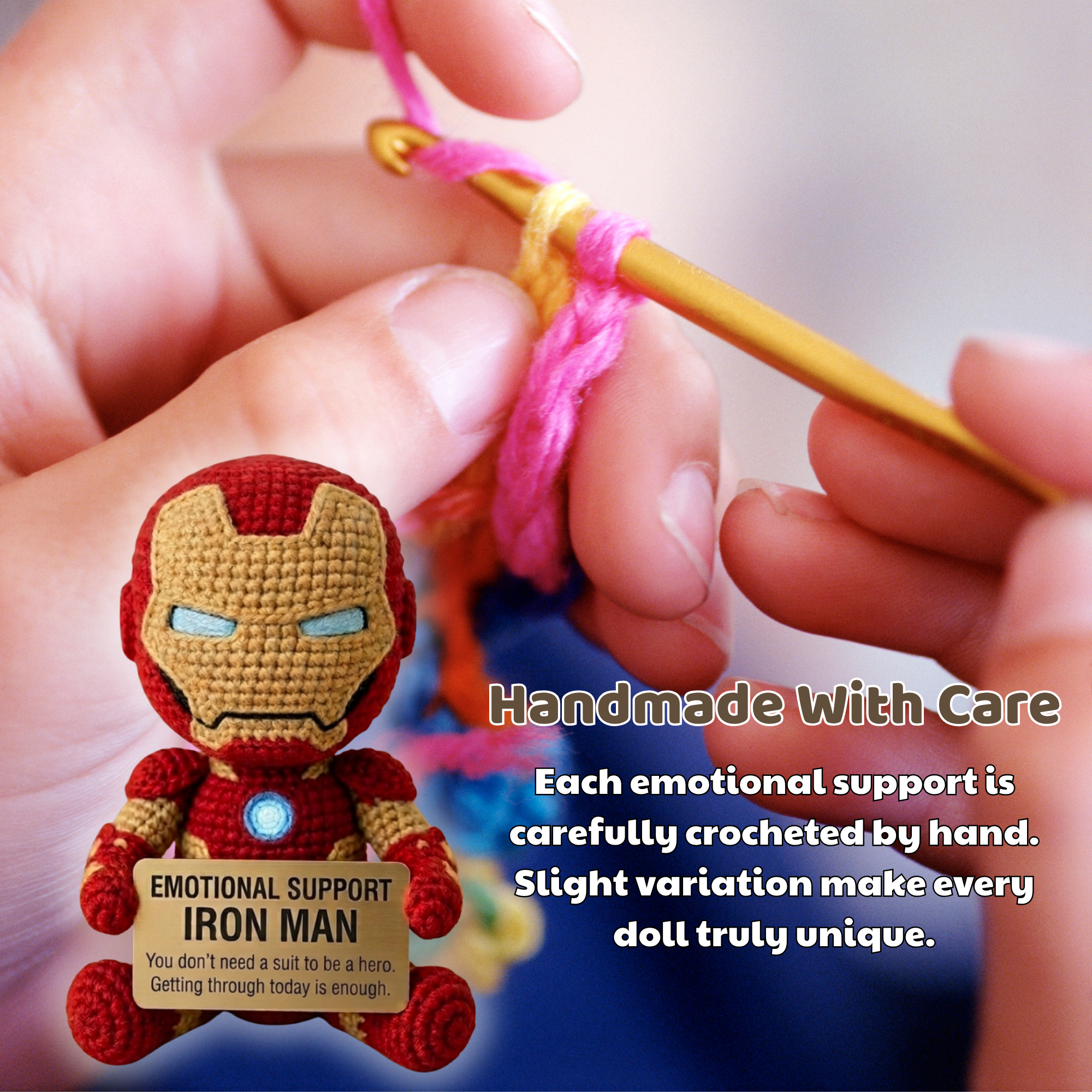 Emotional Support Iron Man Crochet Doll