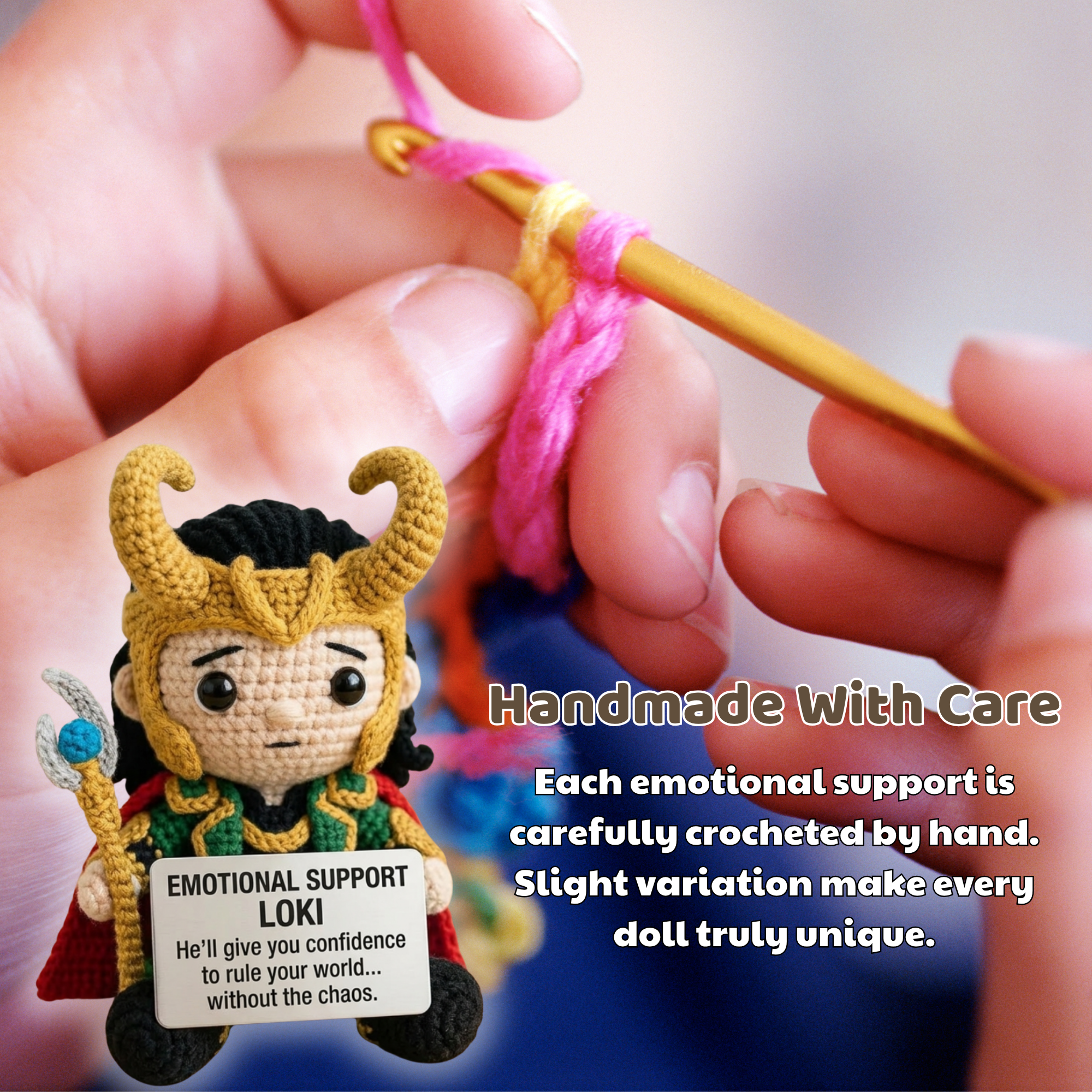 Emotional Support Loki Crochet Doll