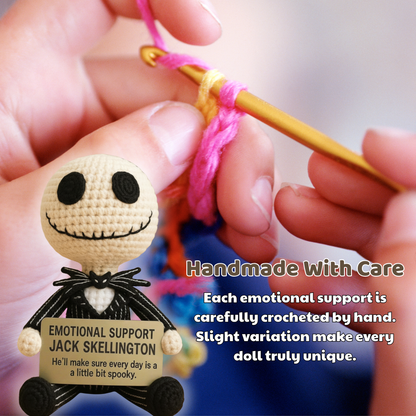 Emotional Support Jack Skellington Crochet Doll — Creepy Cute Handmade Plush Gift