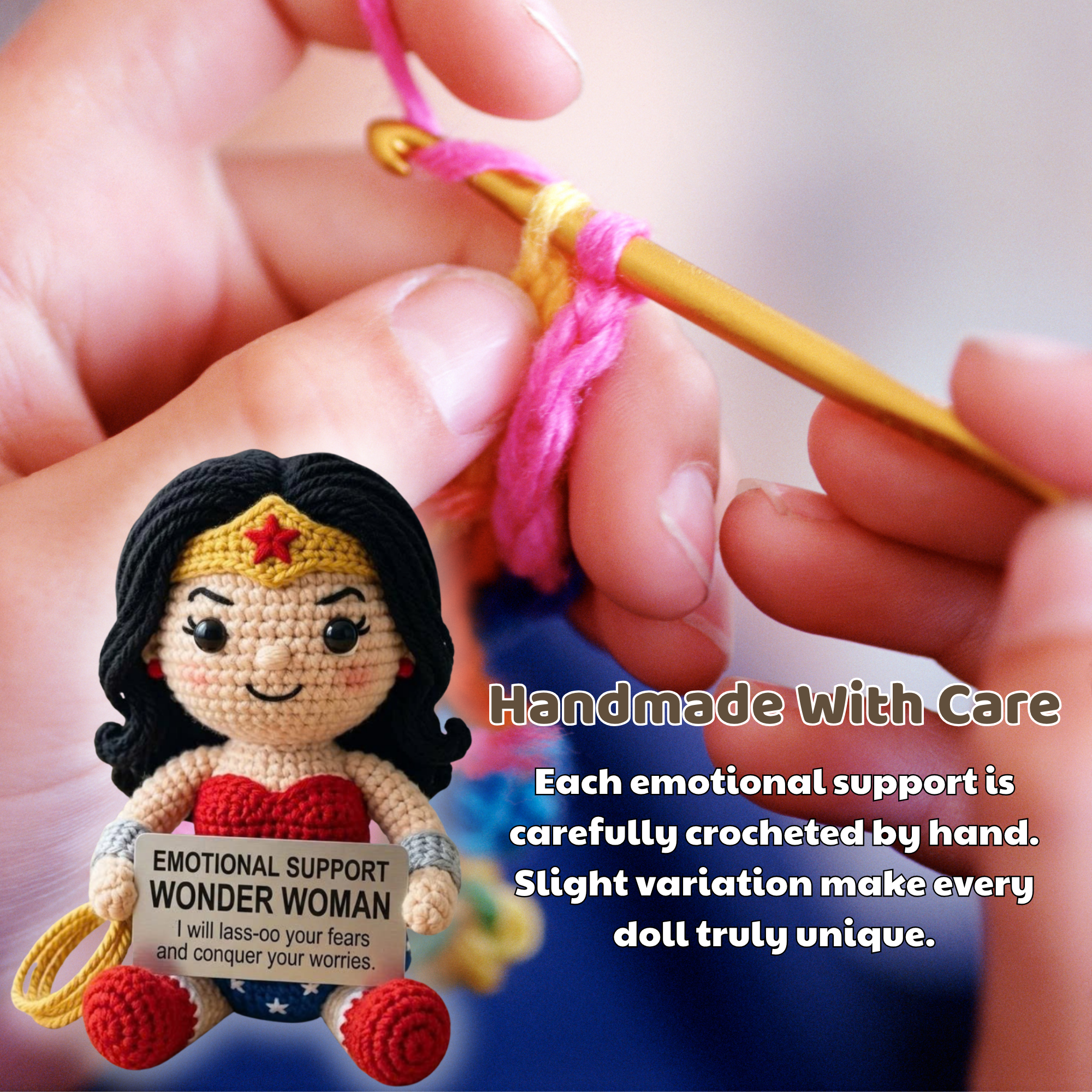 Emotional Support Wonder Woman Crochet Doll