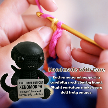 Emotional Support Xenomorph, Handmade Crochet Alien Plush Doll