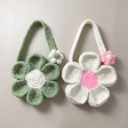 Chenille flower shaped shoulder bag - both colorways studio hero shot
