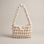 Ivory chenille bobble shoulder bag - studio hero shot
