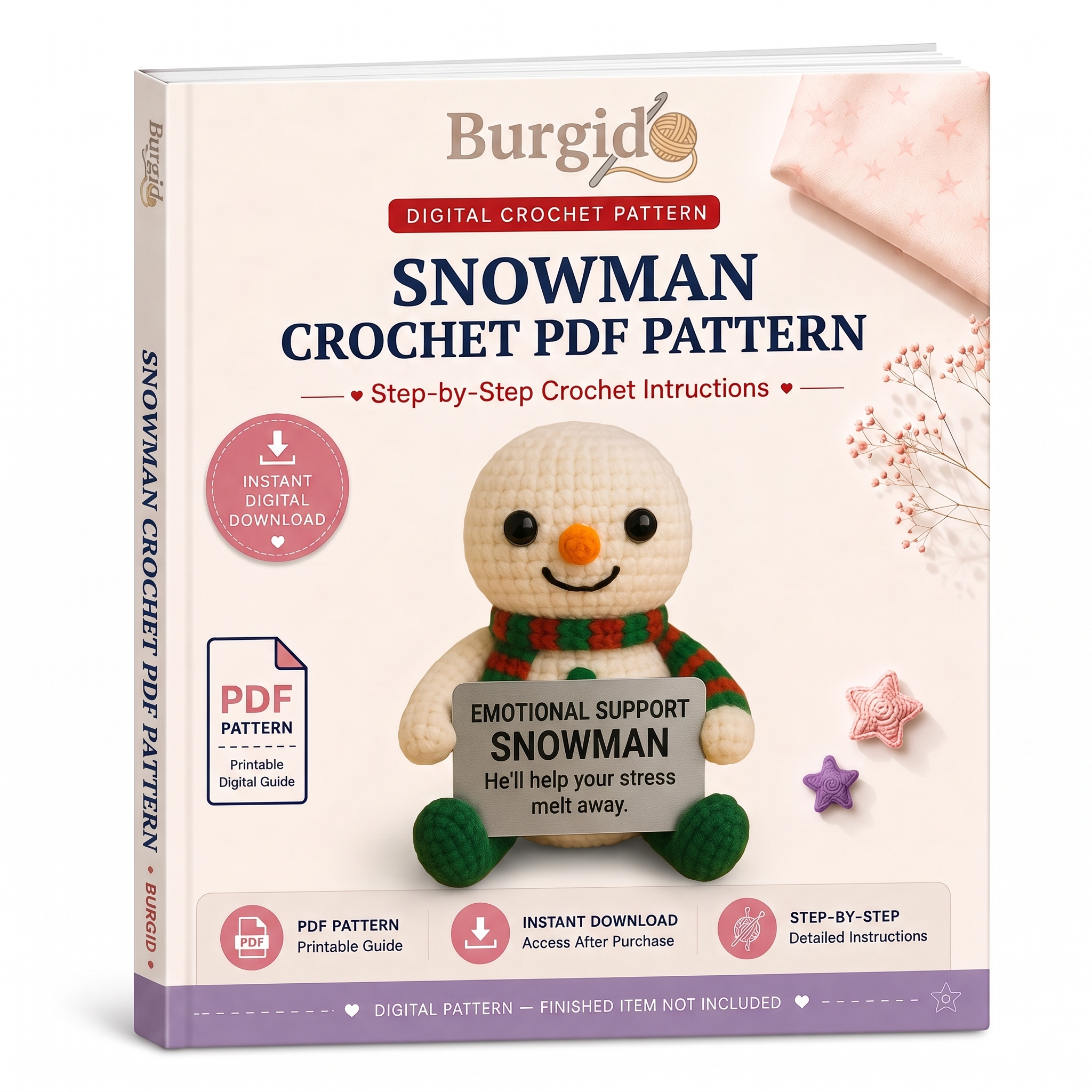 Snowman Crochet PDF Pattern - digital download book cover mockup