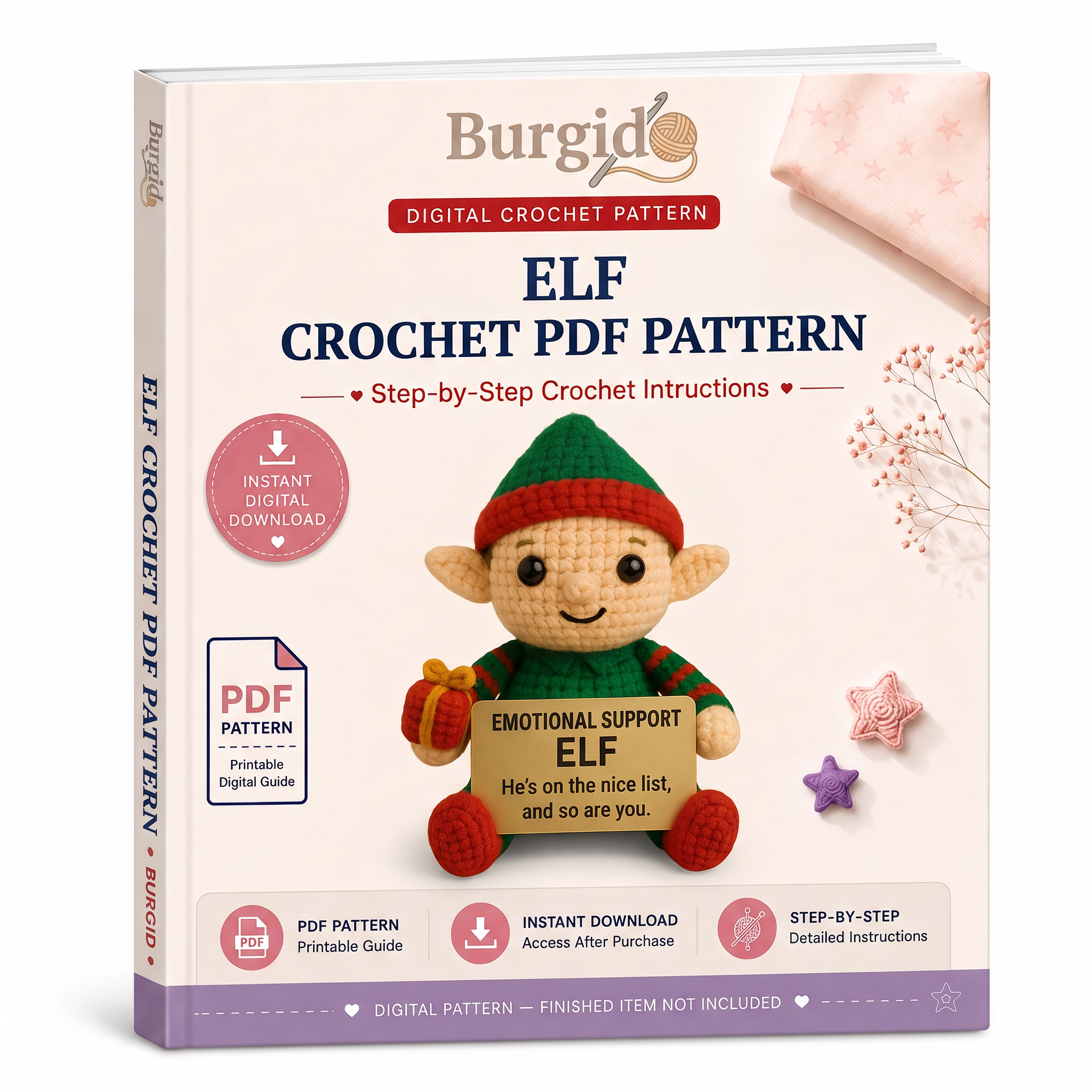 Elf Crochet PDF Pattern - digital download book cover mockup