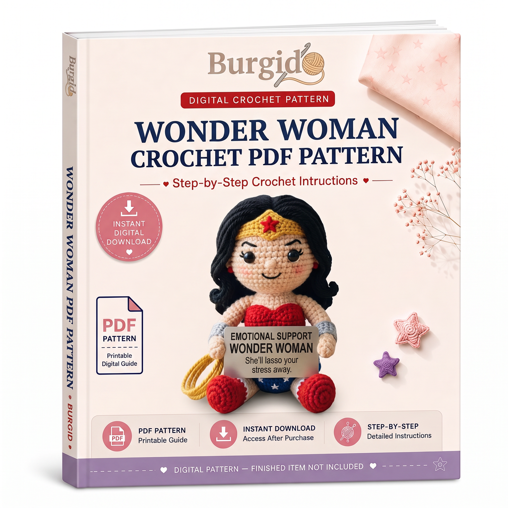 Wonder Woman Crochet PDF Pattern - digital download book cover mockup