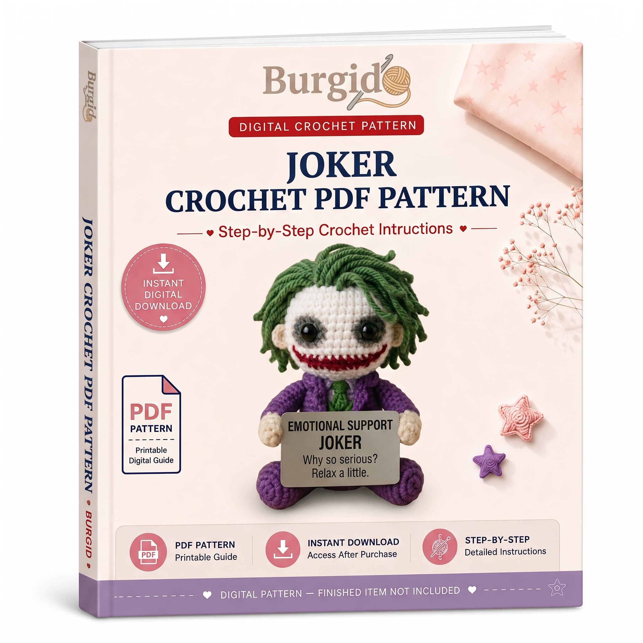 Joker Crochet PDF Pattern - digital download book cover mockup