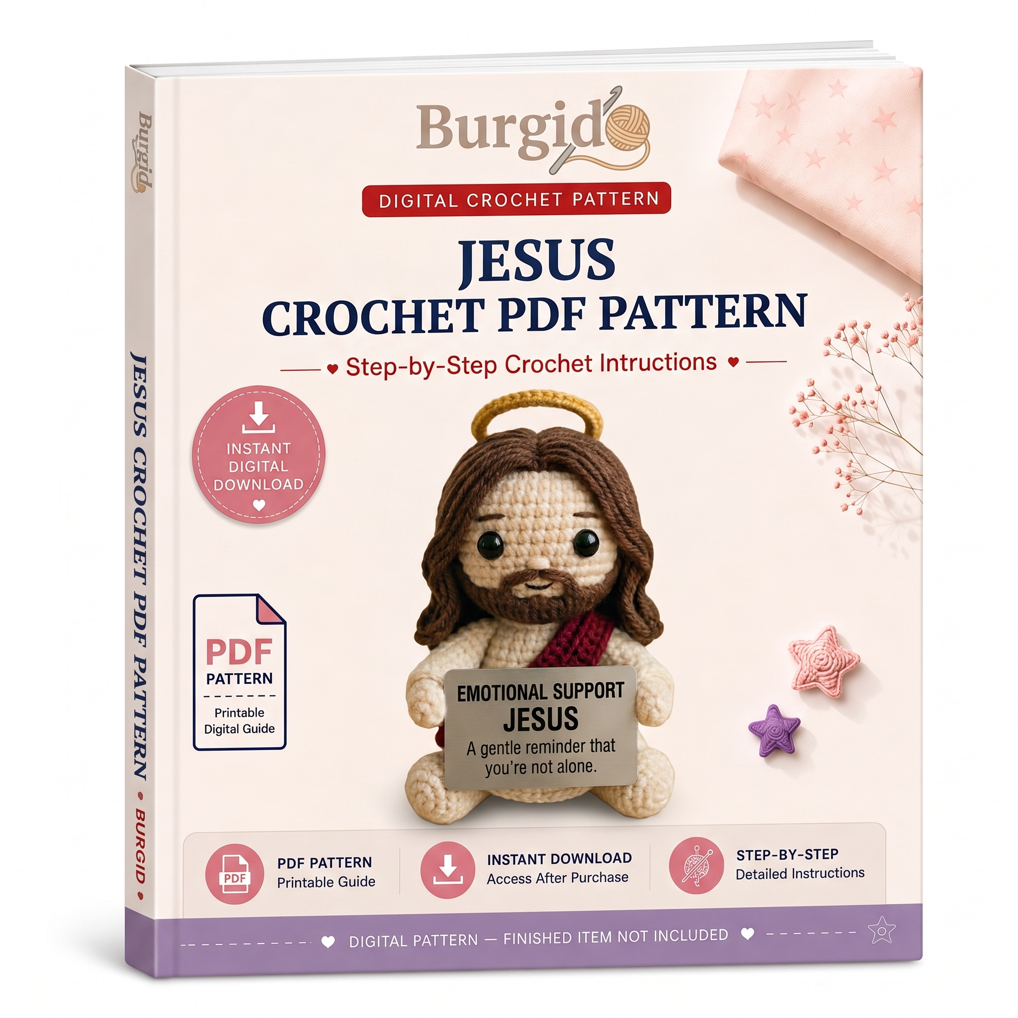 Jesus Crochet PDF Pattern - digital download book cover mockup