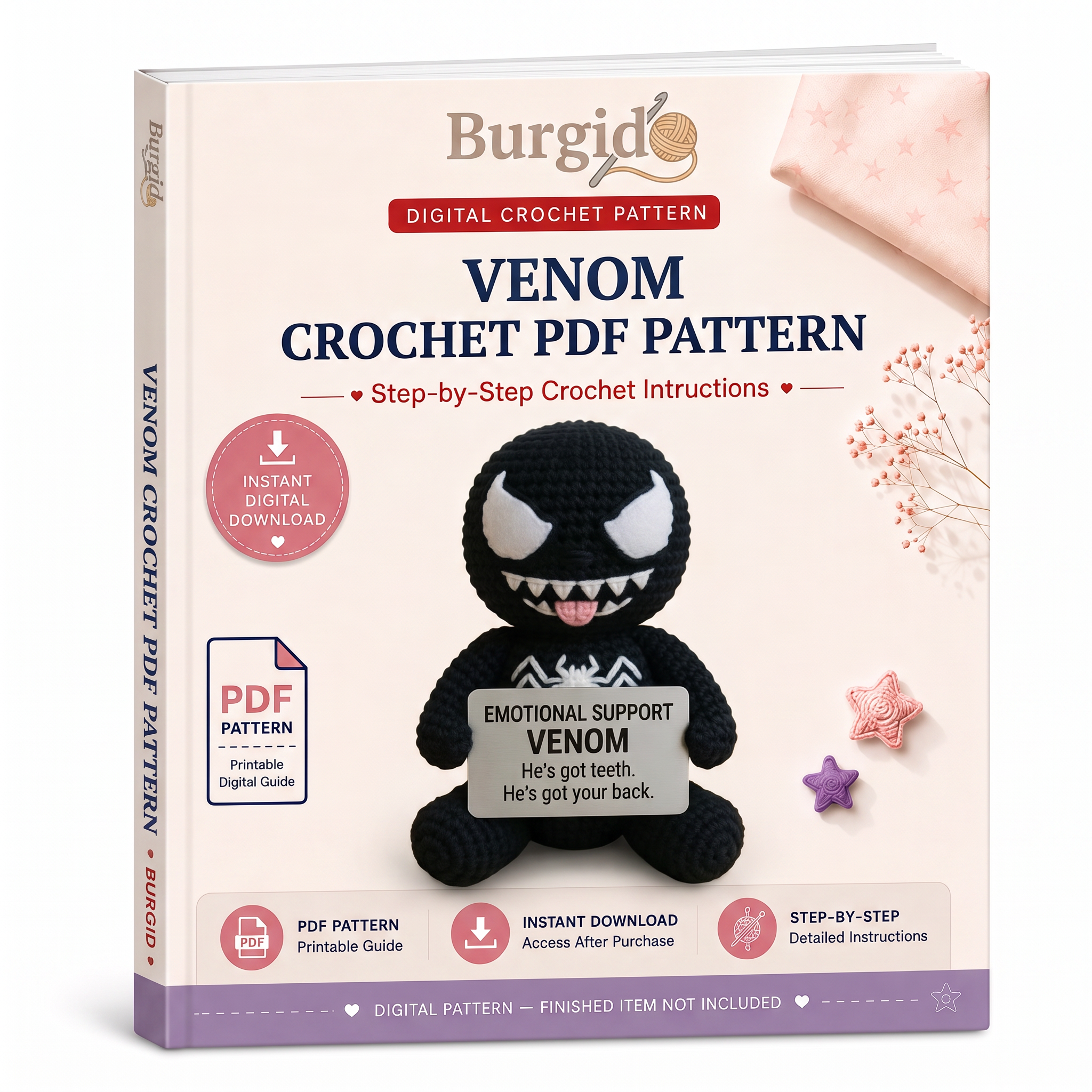 Venom Crochet PDF Pattern - digital download book cover mockup