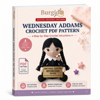 Wednesday Addams Crochet PDF Pattern - digital download book cover mockup
