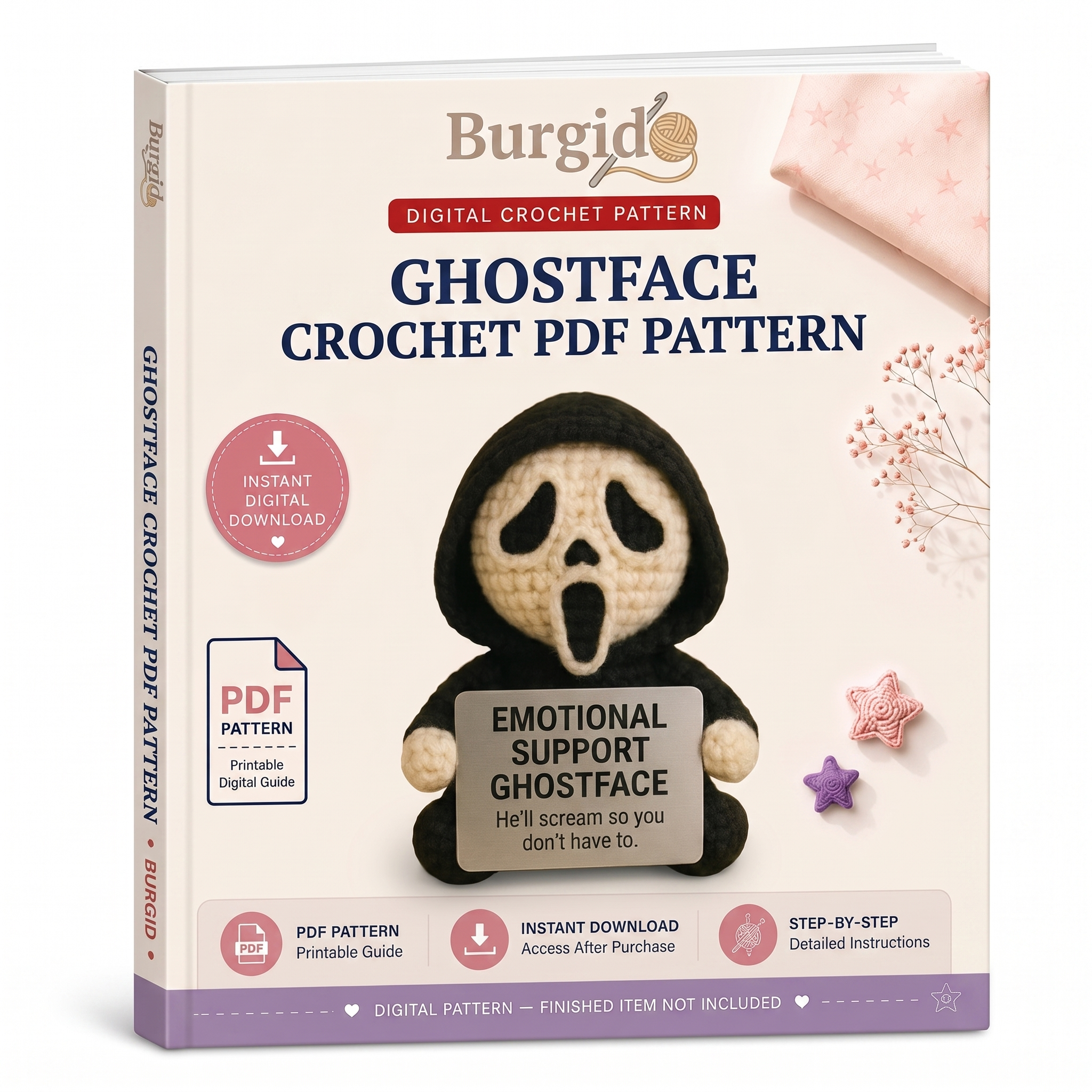 Ghostface Crochet PDF Pattern - digital download book cover mockup
