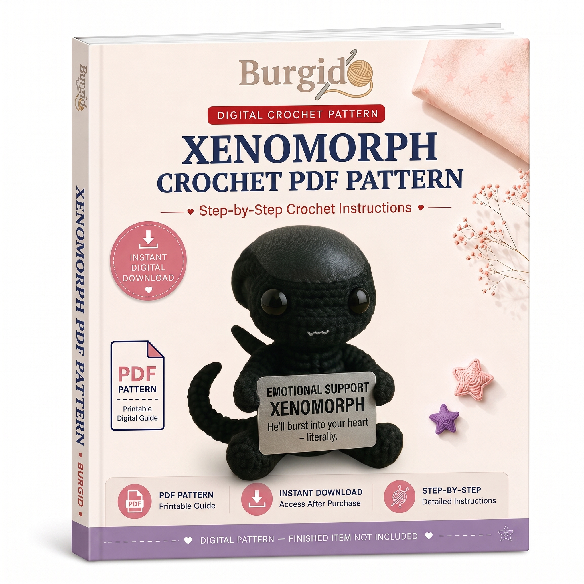 Xenomorph Crochet PDF Pattern - digital download book cover mockup