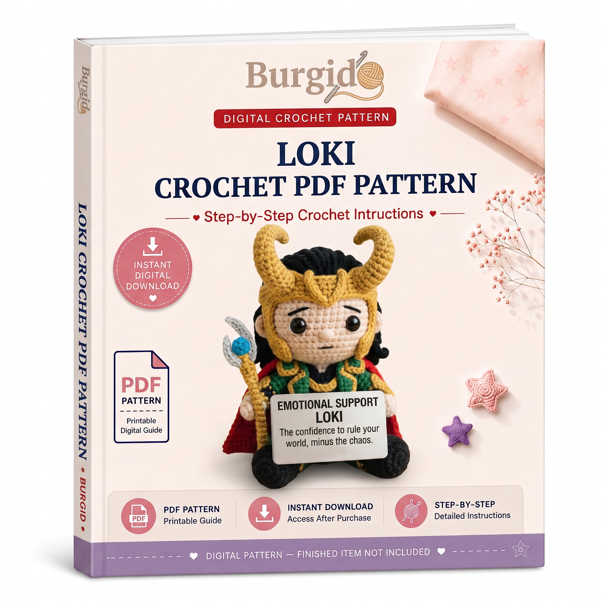 Loki Crochet PDF Pattern - digital download book cover mockup