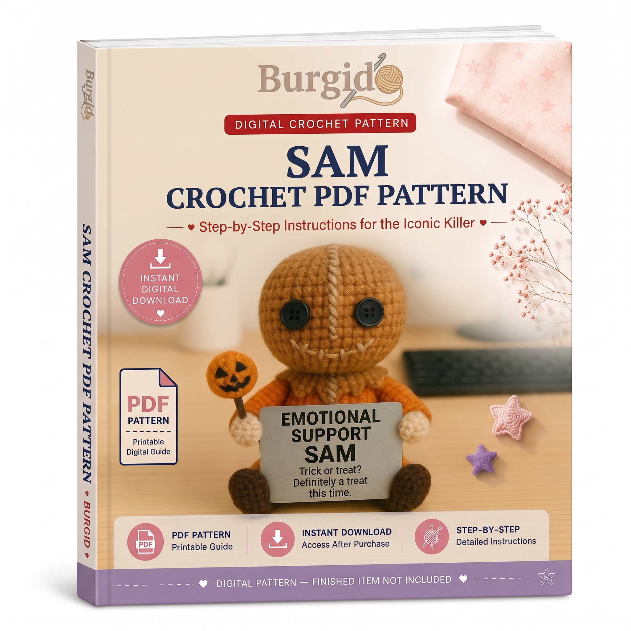 Sam Crochet PDF Pattern - digital download book cover mockup