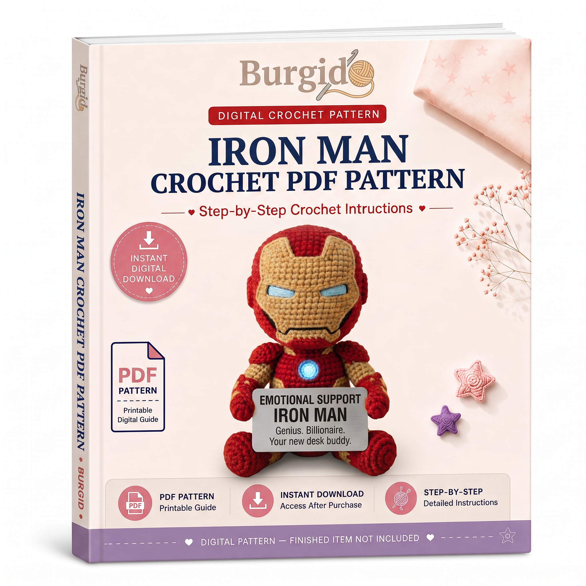 Iron Man Crochet PDF Pattern - digital download book cover mockup