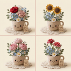 Smiley Mug Bouquet collection - Rose, Sunflower, Peony & Carnation group thumbnail