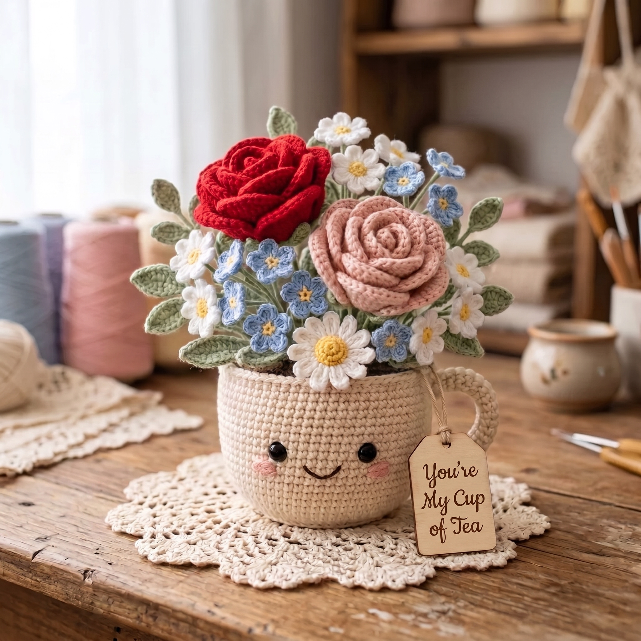 Smiley Mug Bouquet - Rose close-up hero shot