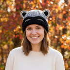 Raccoon Bandit Beanie styled lifestyle photo outdoors