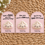 Set of three crochet dumpling pocket hug cards