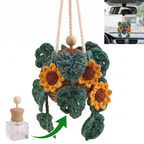 Crochet Car Plant Sunflower Essential Oil Diffuser Bottle - thumbnail