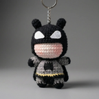 Batman Crochet Keychain – Handmade Amigurumi Superhero Keyring, Cute Mini Plush Bag Charm, Gift for Hero Fans