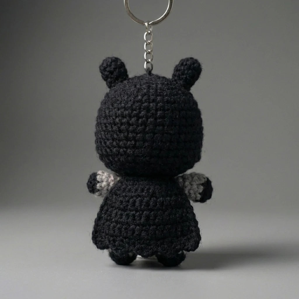 Batman Crochet Keychain – Handmade Amigurumi Superhero Keyring, Cute Mini Plush Bag Charm, Gift for Hero Fans
