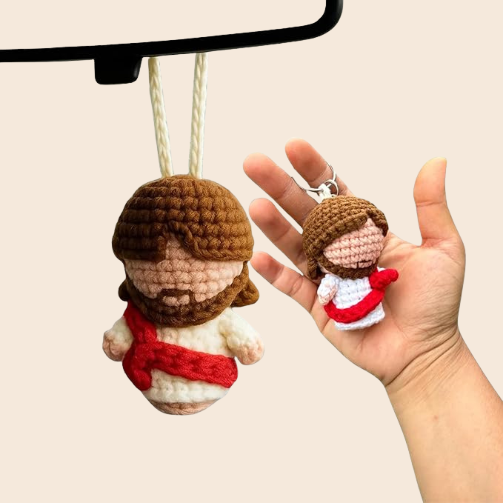 Jesus Crochet Car Hanger & Keychain Set