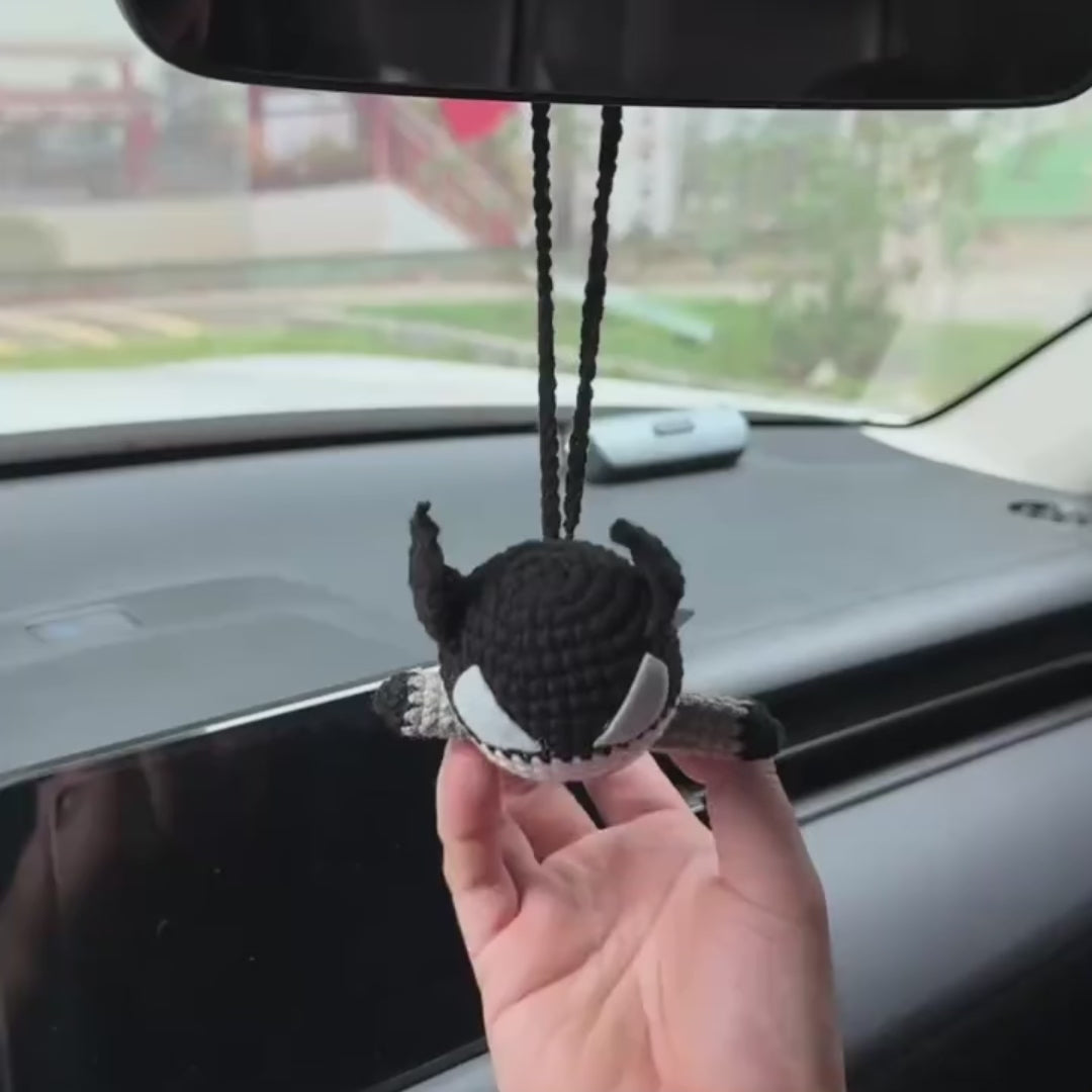 Batman Crochet Car Hanging – Handmade Amigurumi Superhero Mirror Charm