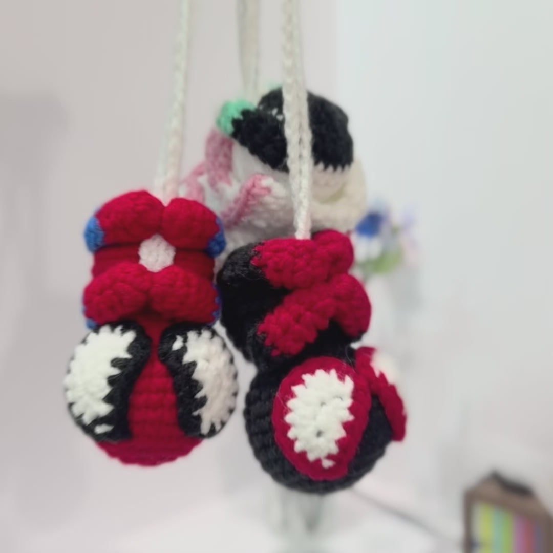 Spiderman Crochet Car Hanging Ornament, Handmade Amigurumi Car Charm