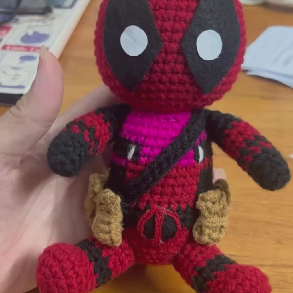 Emotional Support Deadpool Crochet Doll - Fake Laugh, Real Comfort