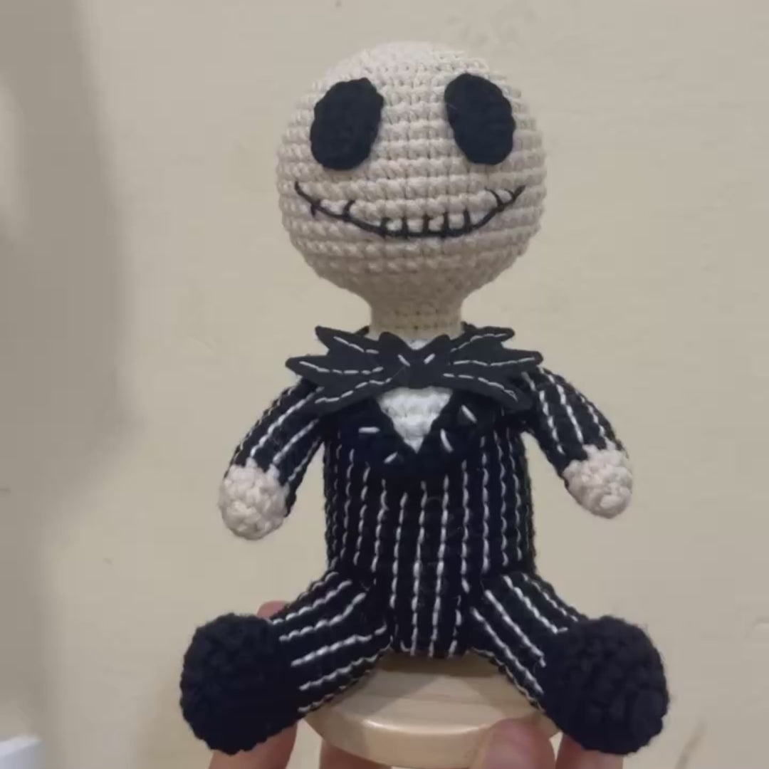 Emotional Support Jack Skellington Crochet Doll — Creepy Cute Handmade Plush Gift